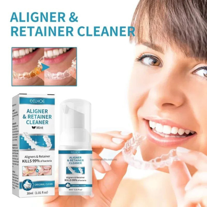 Eelhoe foam for cleaning aligners, retainers, mouthguards, dentures 30ml